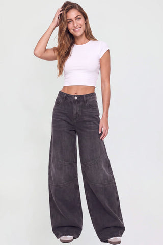 Women's Moto Relaxed Rise Baggy Barrel Jeans with Seam Detail