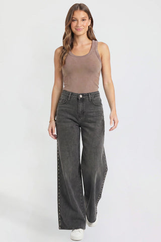 Women's Studded Relaxed Super Wide Leg Jeans