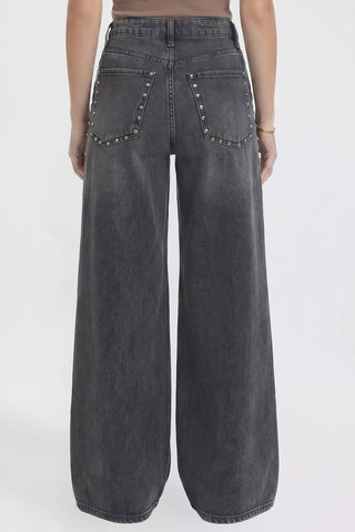 Women's Studded Relaxed Super Wide Leg Jeans