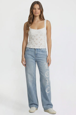 Women's Relaxed Super Wide Love Print Jeans