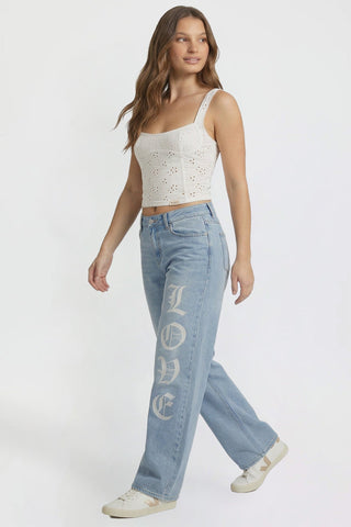 Women's Relaxed Super Wide Love Print Jeans