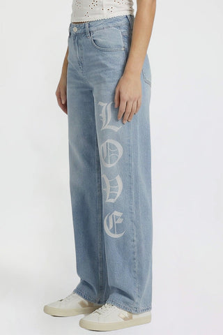 Women's Relaxed Super Wide Love Print Jeans