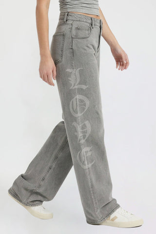 Women's Relaxed Super Wide Love Print Jeans