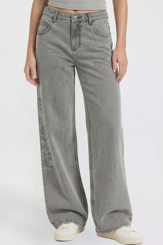 Women's Relaxed Super Wide Love Print Jeans