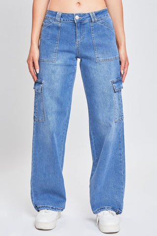 Pants Women's Cargo Jeans with Bungee Hem