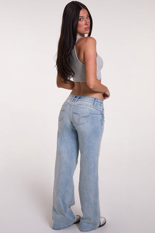 Women's Luxe Low Rise WannaBettaButt Wide Leg Jeans