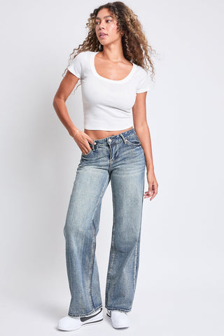 Women's Wide Leg Low Rise Rigid Jeans