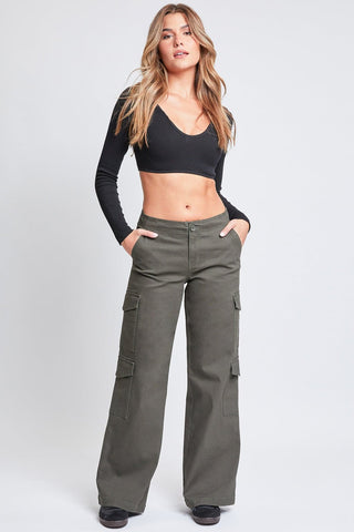 Pants Women's High Rise Double Pocket Wide Leg Cargo Pants