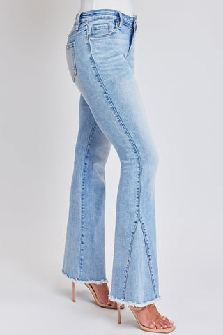 Women's Low Rise Fray Hem Flare Jeans