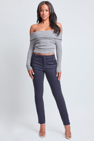 Women's Slim Mid Rise Straight  Twill Pant