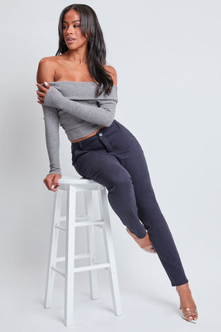 Women's Slim Mid Rise Straight  Twill Pant