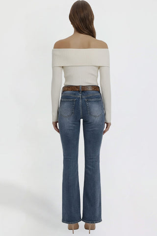 Women's Belted Bootcut Jeans