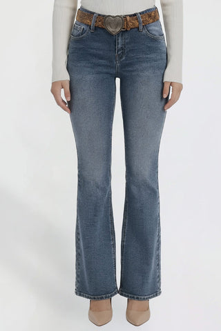 Women's Belted Bootcut Jeans