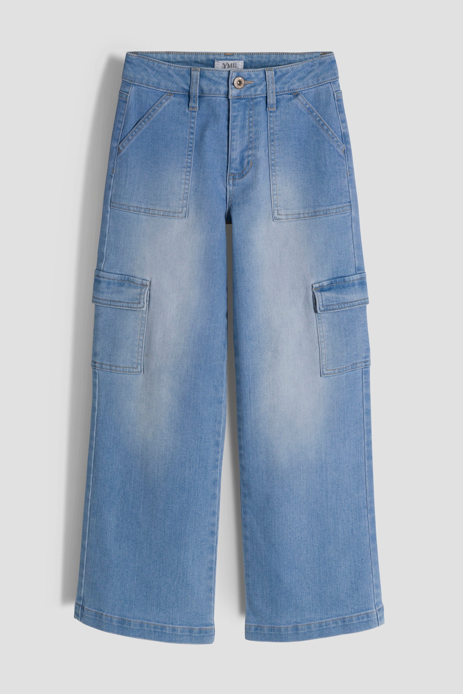 Girls Cargo Wide Leg Jeans