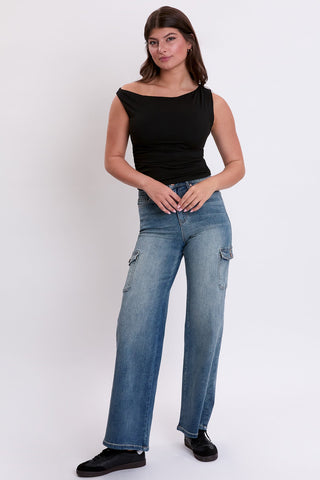 Pants Women's Skater Cargo Wide Leg Jeans Denim