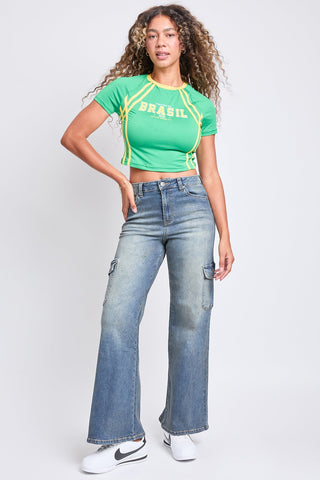 Pants Women's High Rise Wide Leg Skater Cargo Jeans