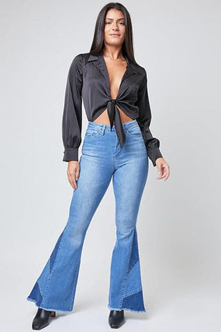 Pants Women's Sustainable Block Panel Flare Jeans