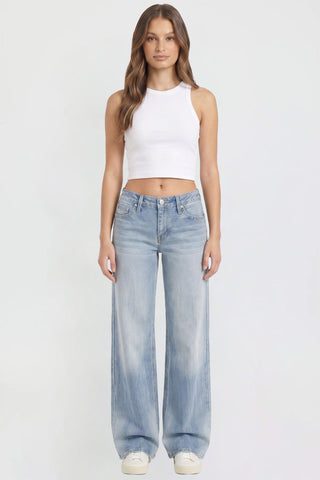 Women's Britney Buttefly Pocket Wide Leg Jeans