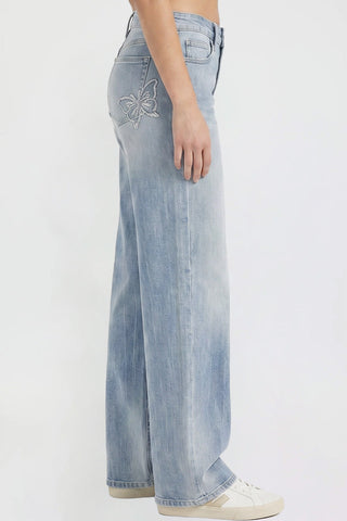 Women's Britney Buttefly Pocket Wide Leg Jeans