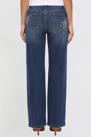 Women's Britney Buttefly Pocket Wide Leg Jeans