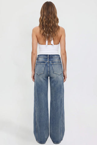 Women's Wide Leg Jeans with Seam Detail