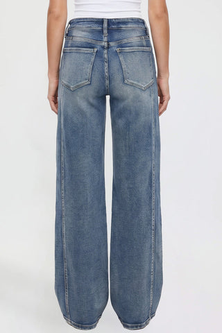 Women's Wide Leg Jeans with Seam Detail