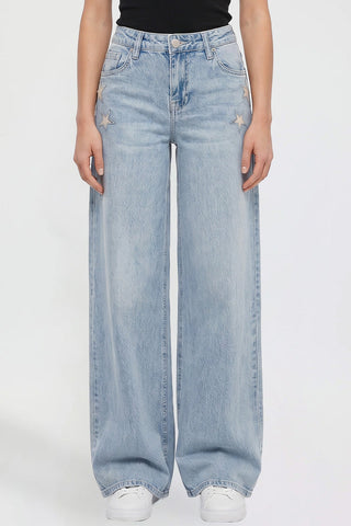 Women's Joey Super Wide Leg Jeans with Star Patches