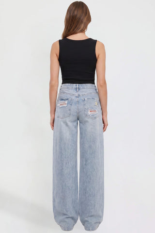 Women's Joey Super Wide Leg Jeans with Star Patches