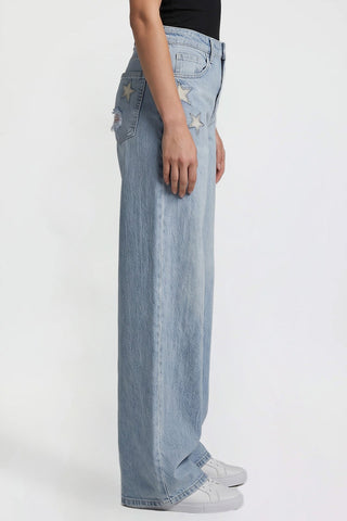 Women's Joey Super Wide Leg Jeans with Star Patches