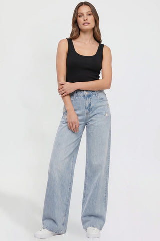 Women's Joey Super Wide Leg Jeans with Star Patches