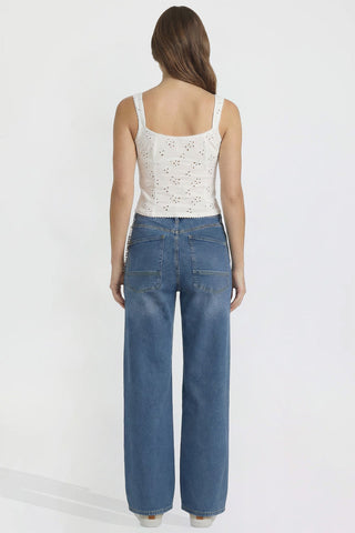 Women's Joey Super Wide Leg Jeans with Cross Chain