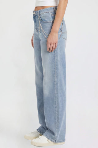 Women's Joey Super Wide Leg Jeans with Butterfly Chain