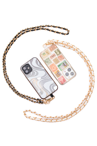 Accessories PU Leather Gold Chain Cell Phone Lanyard Set of 2