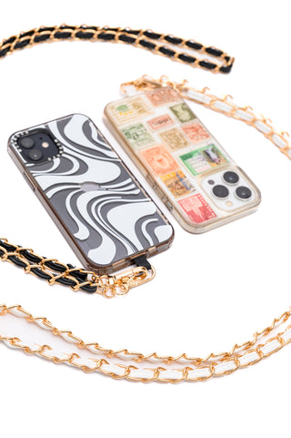 Accessories PU Leather Gold Chain Cell Phone Lanyard Set of 2