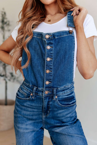 Denim Priscilla High Rise Crop Wide Leg Denim Overalls