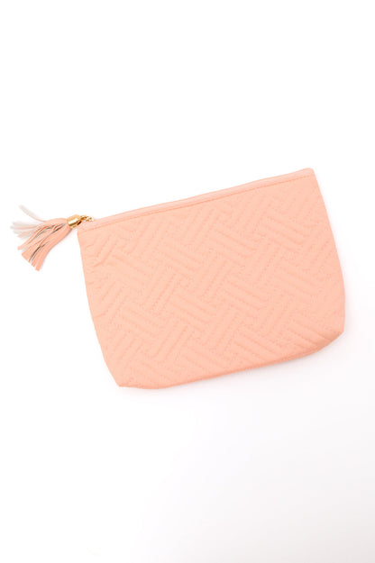 Accessories Quilted Travel Zip Pouch in Pink