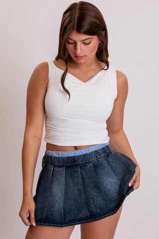 Skirts & Skorts Women's Pleated Ruffle Mini Skort with Boxer Waist