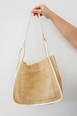 Accessories Road Less Traveled Handbag with Zipper Pouch in Cream
