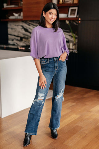 Denim Rose High Rise 90's Straight Jeans in Dark Wash