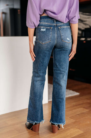 Denim Rose High Rise 90's Straight Jeans in Dark Wash