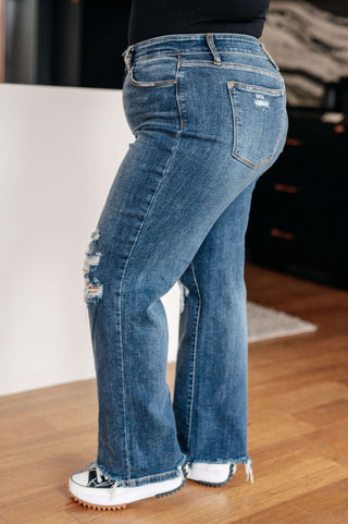 Denim Rose High Rise 90's Straight Jeans in Dark Wash