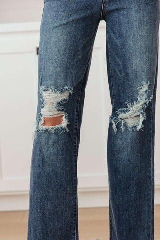 Denim Rose High Rise 90's Straight Jeans in Dark Wash