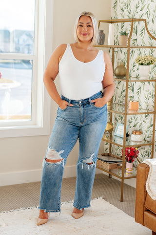 Denim Rose High Rise 90's Straight Jeans in Light Wash