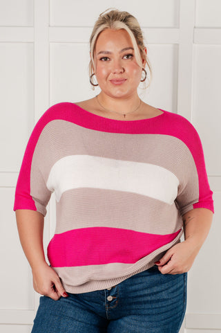 Tops Rows Of Rose Short Sleeve Knit Top