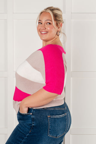 Tops Rows Of Rose Short Sleeve Knit Top