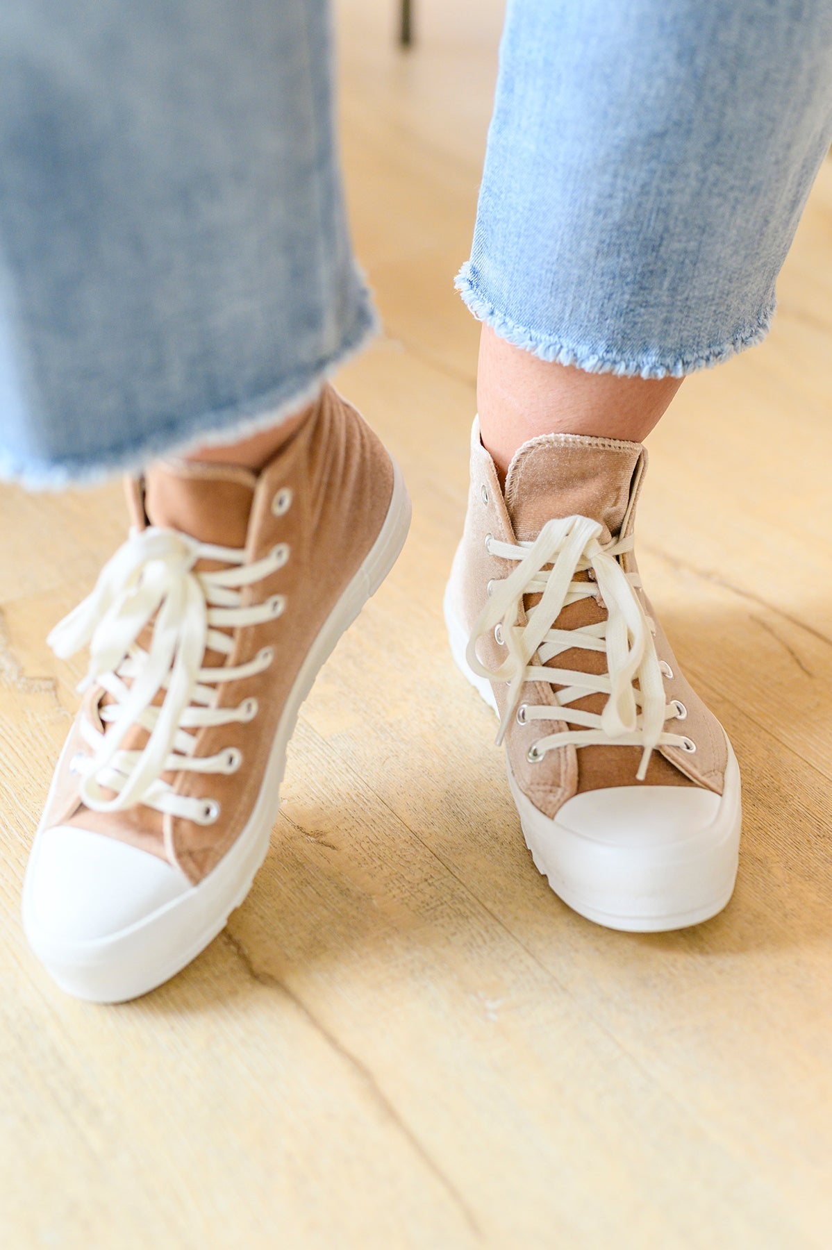 Run Me Down Velvet High Tops in Tan - Pirates and Pearls Boutique