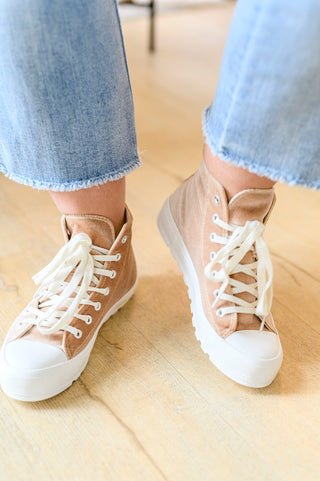 Shoes Run Me Down Velvet High Tops in Tan