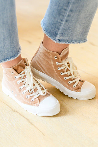 Shoes Run Me Down Velvet High Tops in Tan