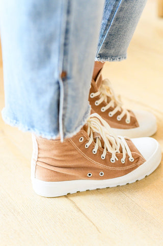 Shoes Run Me Down Velvet High Tops in Tan