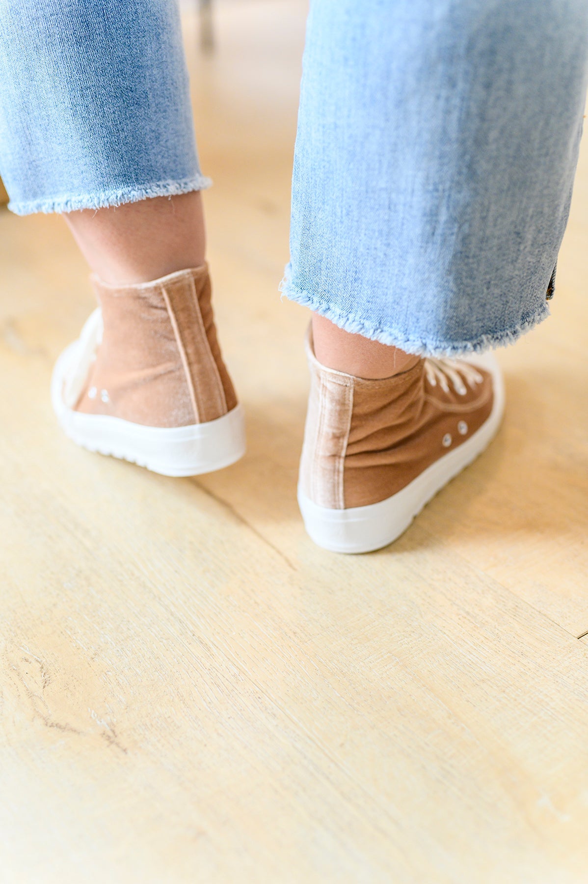 Run Me Down Velvet High Tops in Tan - Pirates and Pearls Boutique